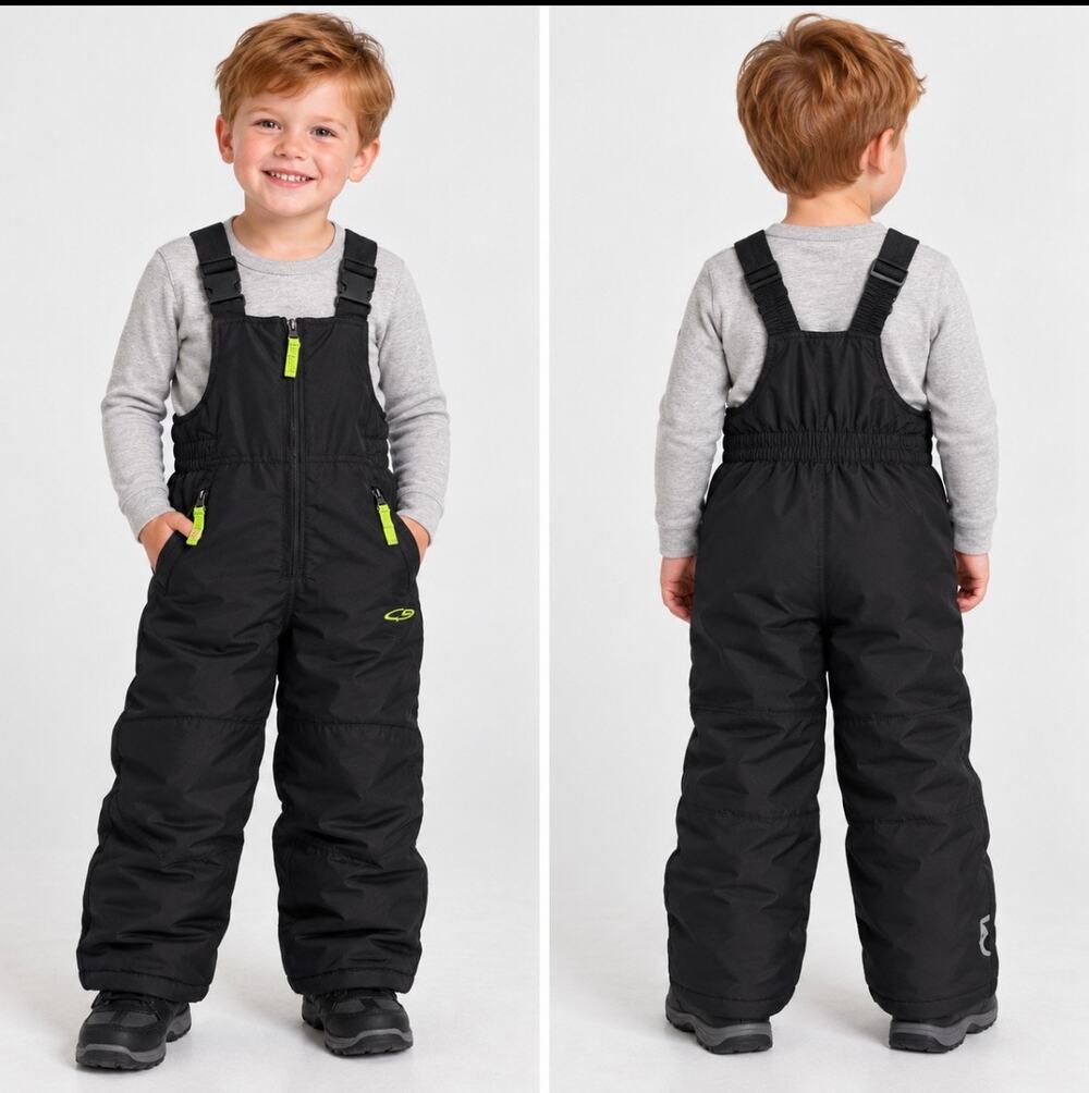 Champion Kids Black Snow Bib Overalls Insulated Ski Snow Pants Winter C9 sz 4/5